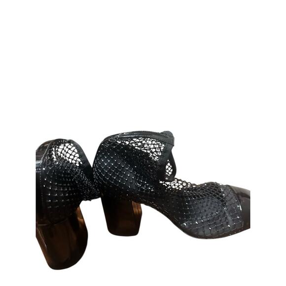 Steve Madden Women’s 9.5 Sparkly Rhinestone Mesh Black Patent Block Heel Boots - Picture 4 of 7